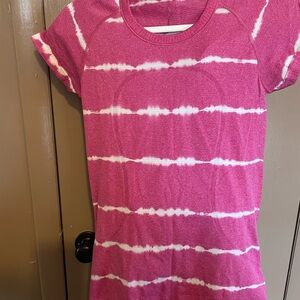 lululemon athletica Pink and White Short Sleeve Tee